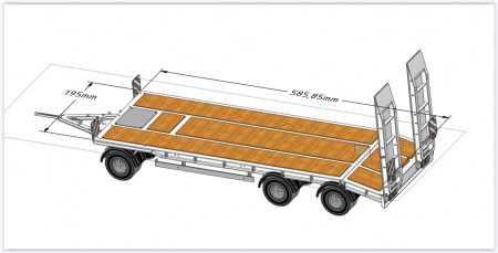 FM 3-Achs-Tiefladeanhänger mit flachem Plateau 1:14